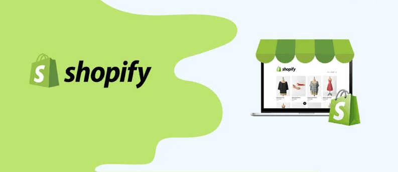 An image showing the Shopify logo and a headless shopify ecommerce store on a laptop screen.