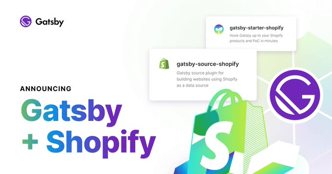 An image of a poster announcing the integration of Gatsby with Shopify.