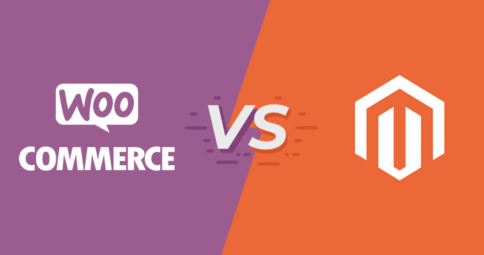 An image depicting the comparison between WooCommerce and Magento
