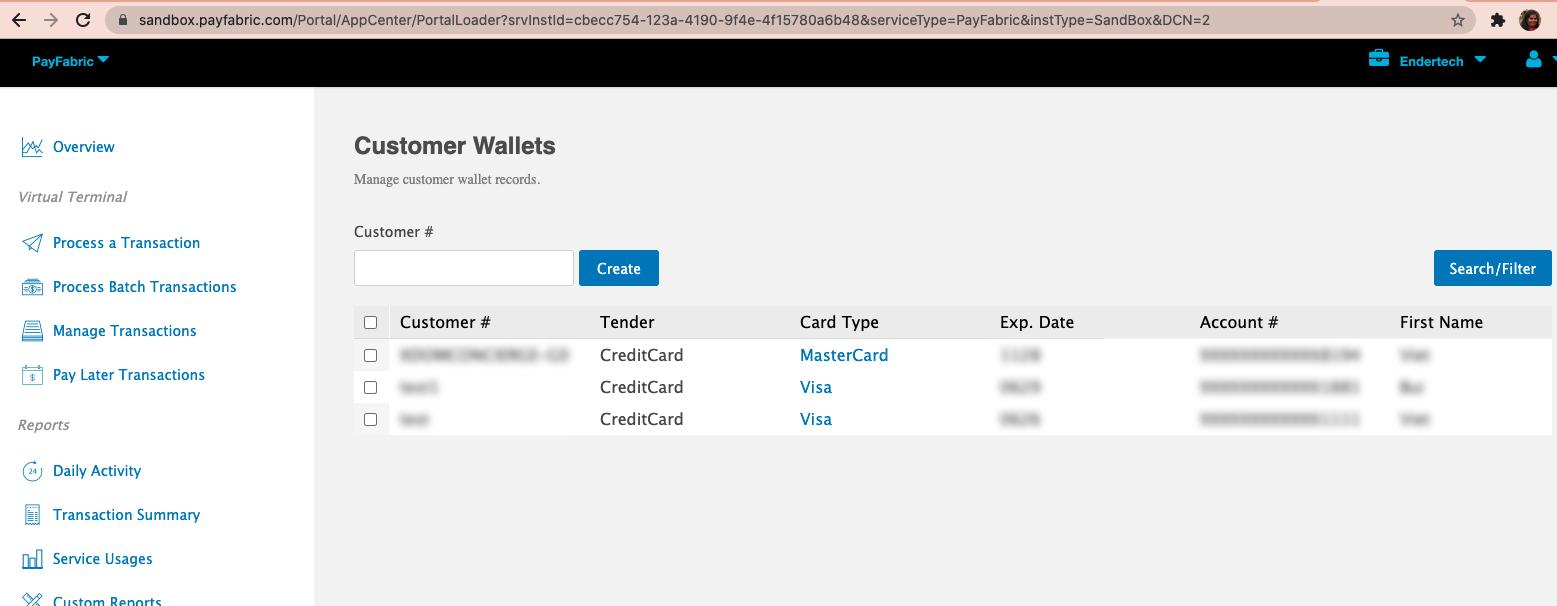 Screenshot of customer wallets inside of their ISC member account.