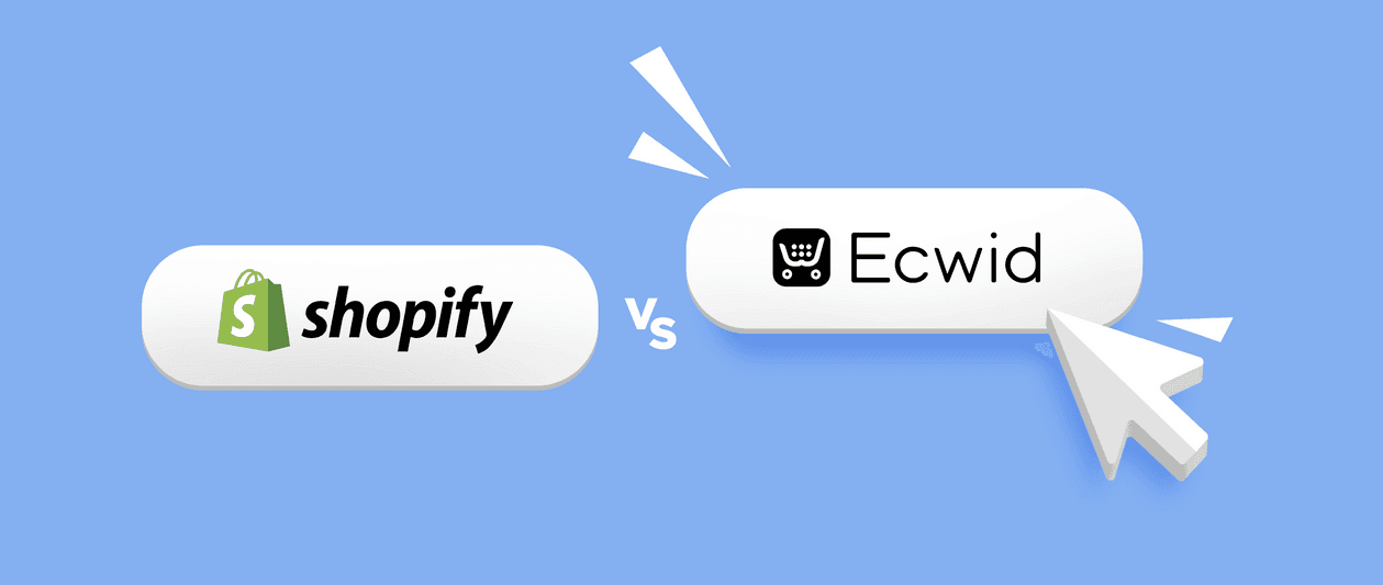 An image illustrating a comparison between Shopify and Ecwid, two leading headless ecommerce platforms.